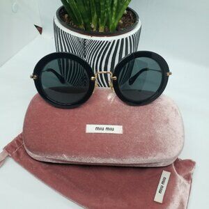 Miu Miu NOIR Round Black Sunglasses SMU 13N